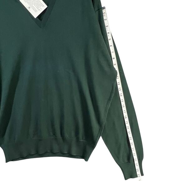 Vintage Burberrys Wool Sweater XL Green V Neck Classic Preppy Old Money England - Picture 8 of 14